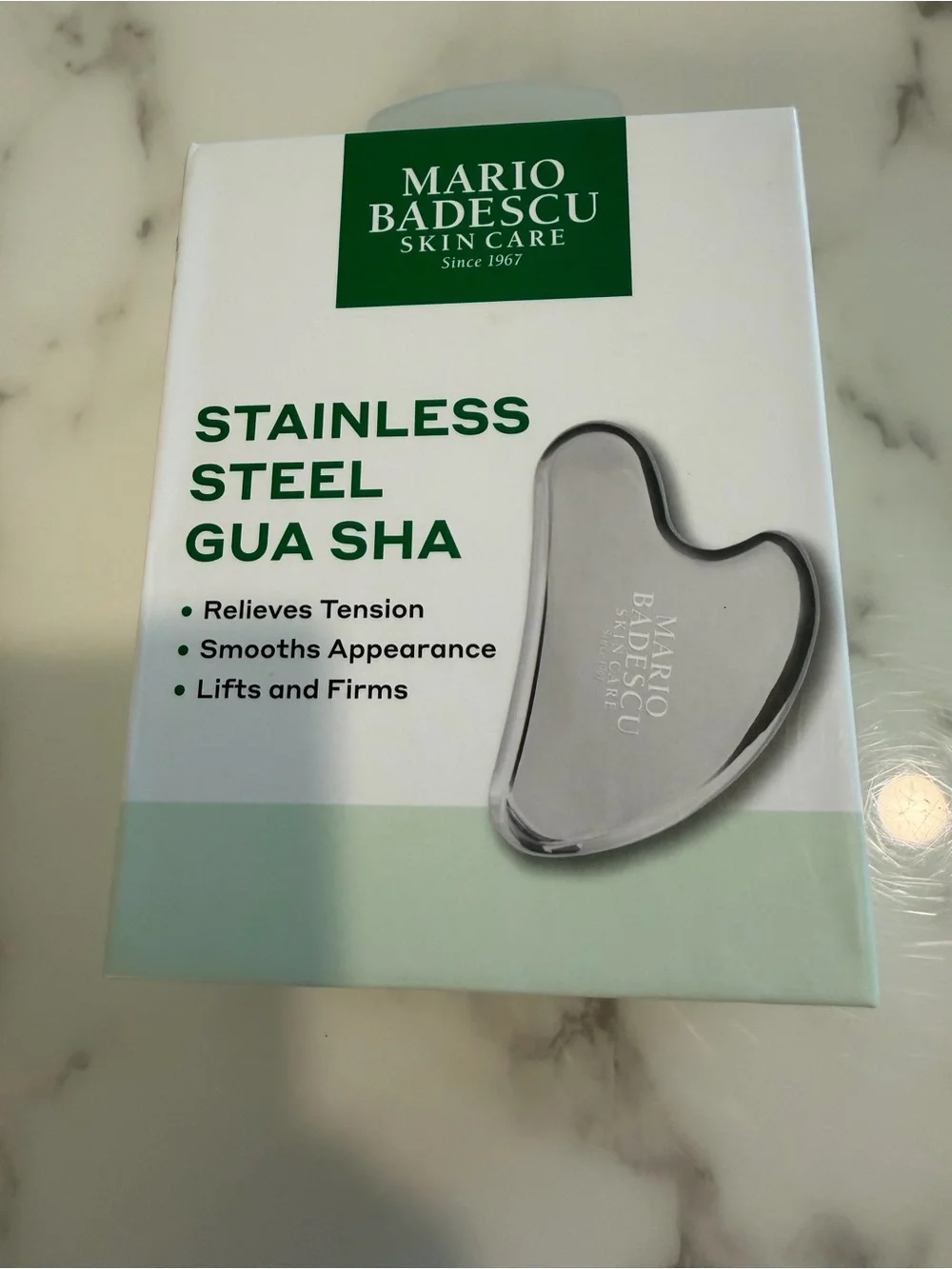 Mario Badescu Silver Stainless Steel Gua Sha - new in box